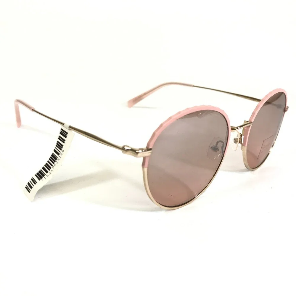 Vera Wang Sunglasses V485 PK Pink Gold Round Metal Rim with Pink Mirrored Lenses